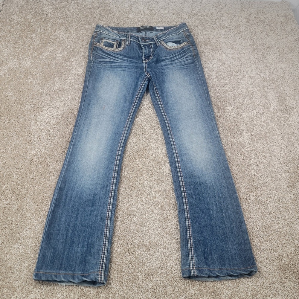 Arizona Jeans Bootcut‎ Embellished Pockets Denim Jeans Medium Wash Women's Sz 14